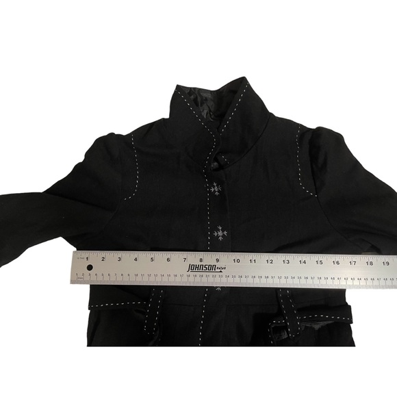 Rare Anthropologie One September Jacket Womens Small Black Snowflakes Wool Coat - Picture 3 of 15